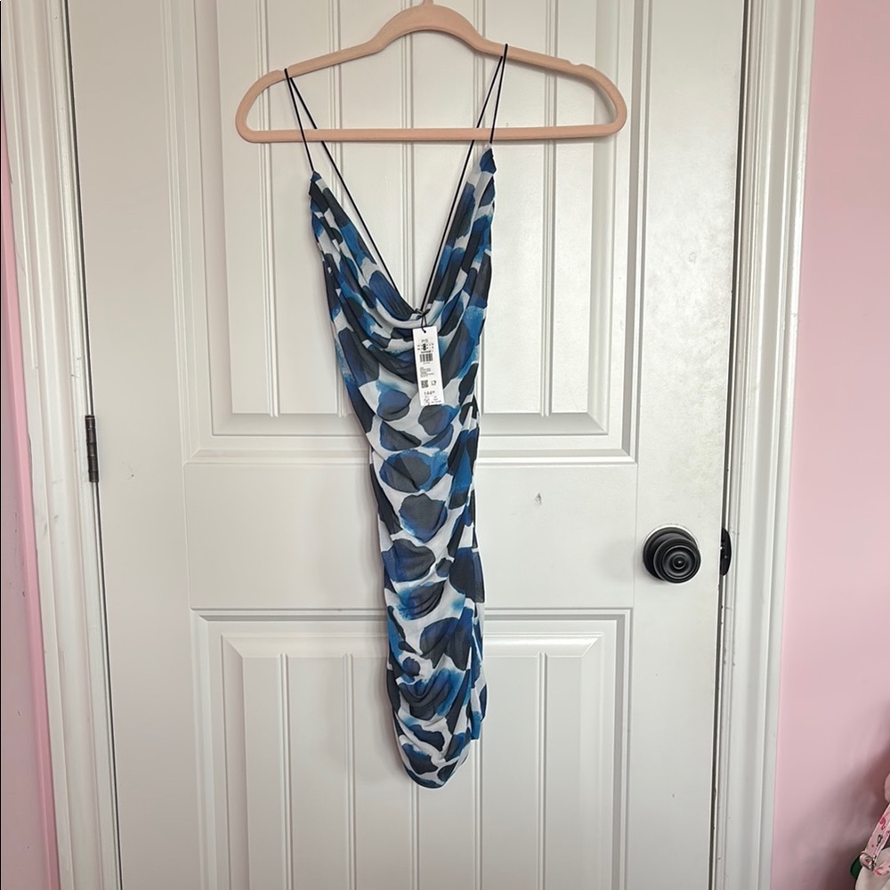 NWT Garage White and blue mesh dress